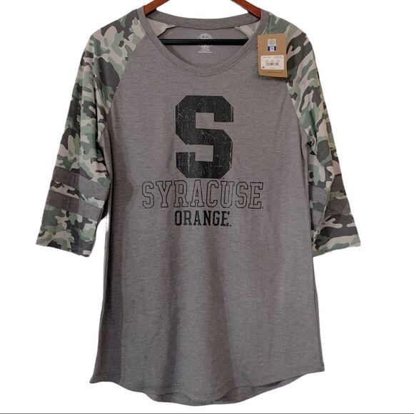 😊3/$30 Women's Syracuse 3/4 Length Camo Sleeve Top Sz Medium Rivalry Threads - Picture 1 of 6